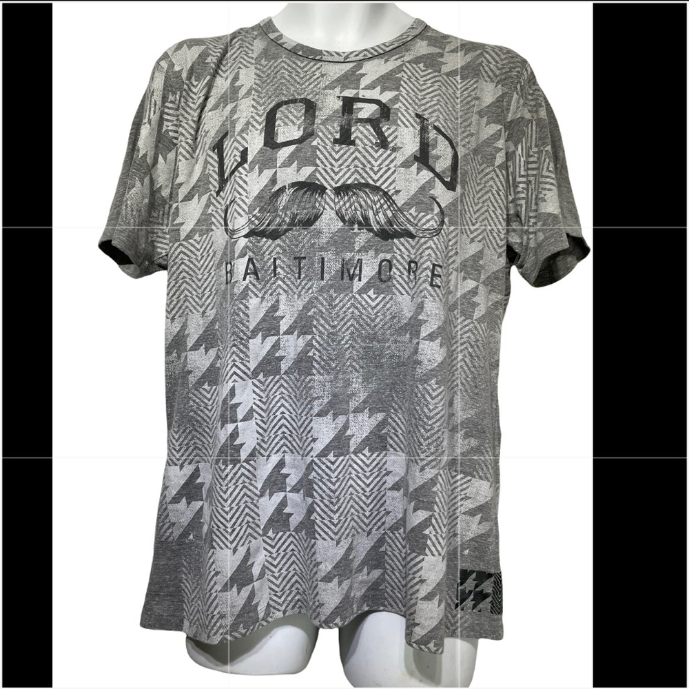 Lord Baltimore gray short sleeve mustache Shirt Mens Size XL New